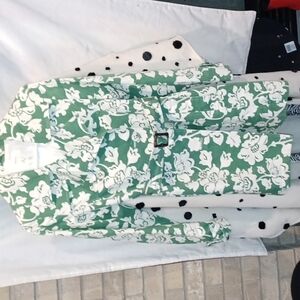 Green and cream merona trench coat